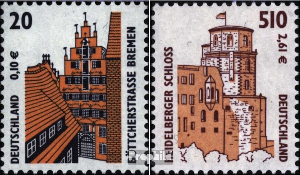 Briefmarken BRD (BR.Deutschland) 2001 Mi 2224R-2225R mit Produktbild 