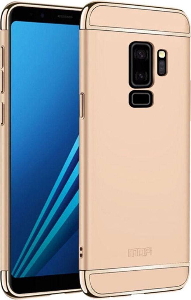 Handy Hülle Schutz Case für Samsung Galaxy S9 Bumper 3 in 1 Cover Chrom Etui Gold