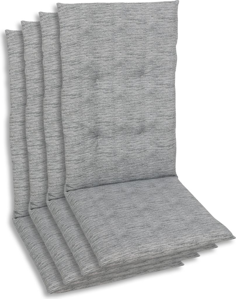 GO-DE Textil, Sesselauflage Niederlehner, 4er Set, Farbe: grau, Maße: 98 cm x 48 cm x 5 cm, Rueckenhoehe: 52 cm