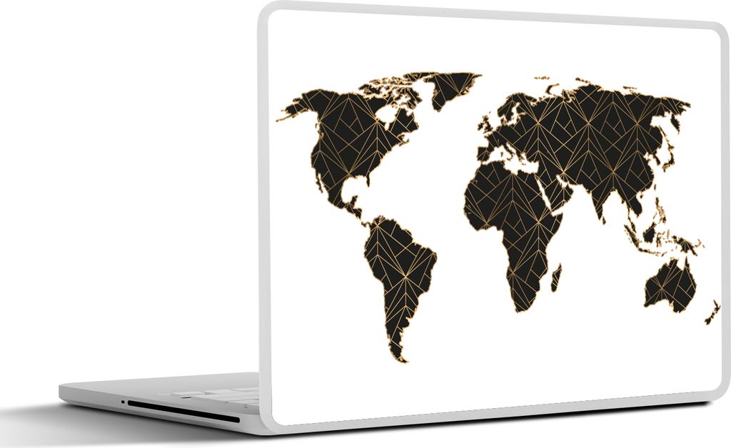 MuchoWow Laptop Aufkleber Sticker Cover Weltkarte - Schwarz - Gold - Kinder - Jungen - Mädchen 25x18 cm - Laptop-Deko