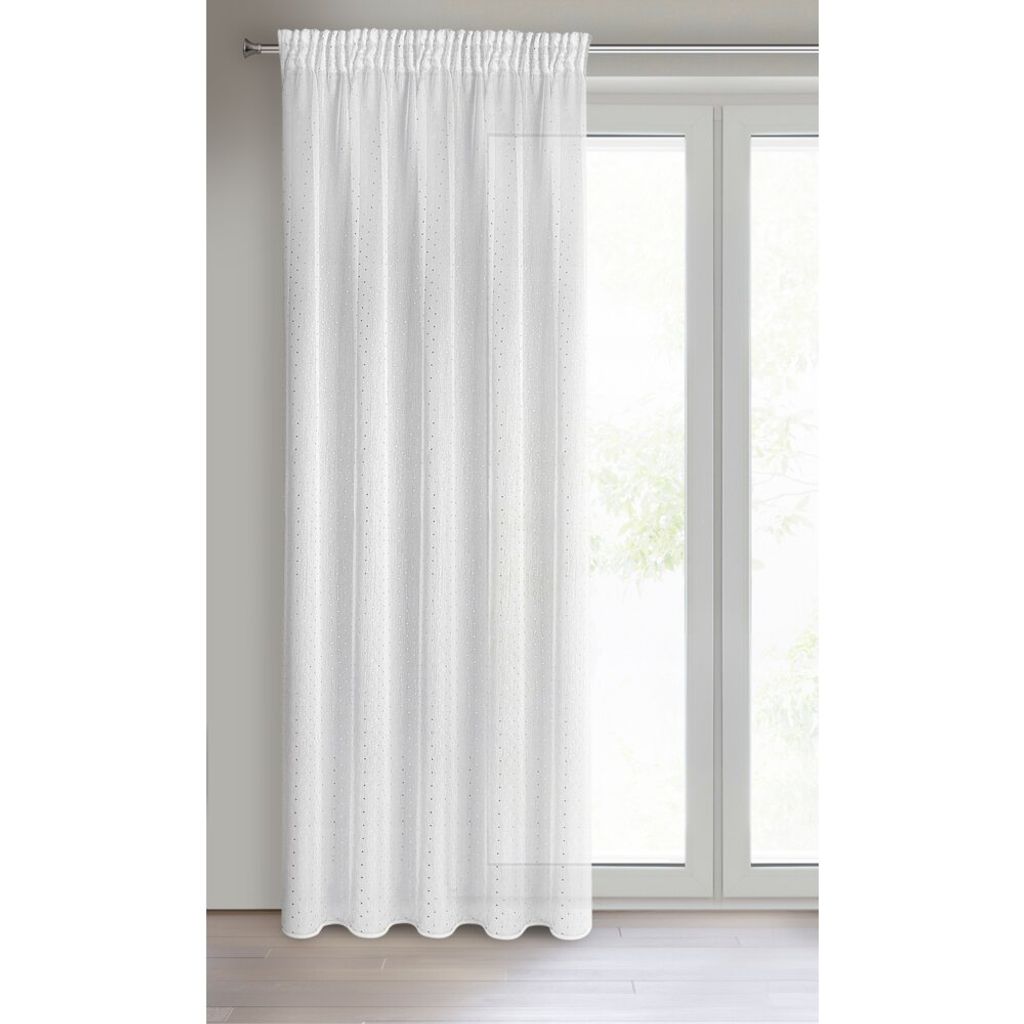 Gardine SIBEL weiß silber 140x270 cm Kräuselband