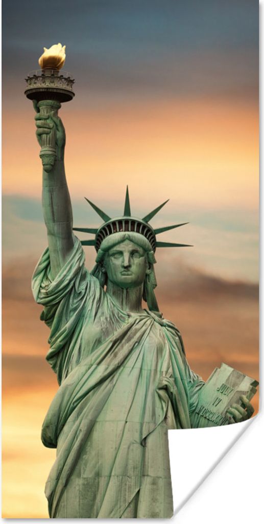 MuchoWow Poster New York - Freiheitsstatue - Sonnenuntergang 60x120 cm - Wandschmuck