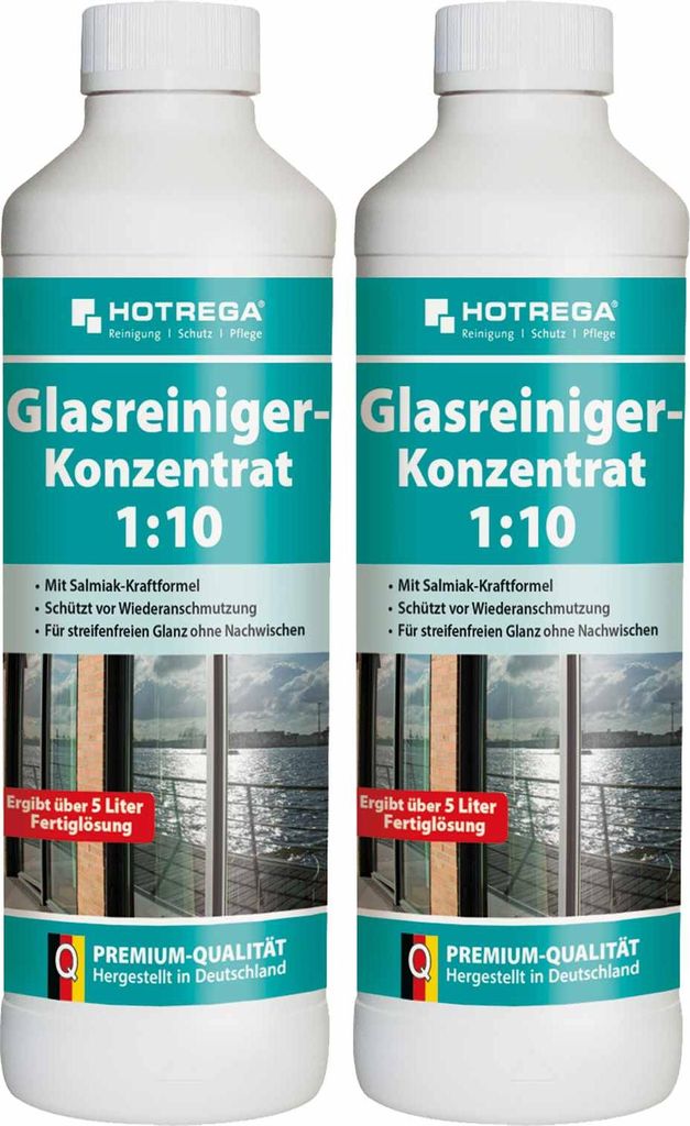 HOTREGA Glasreiniger 1:10 Konzentrat 500ml, Reinigung Glasflächen, Reiniger Glas