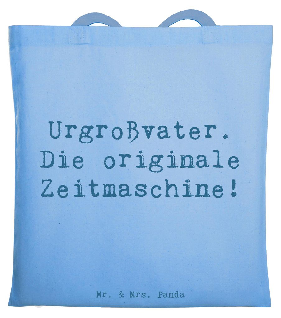 Mr. & Mrs. Panda Einkaufstasche Spruch Urgroßvater Zeitmaschine - Sky Blue - Geschenk, Liebe, Schultasche, Geschichte, Tote Bag, Familie, Laptopta...