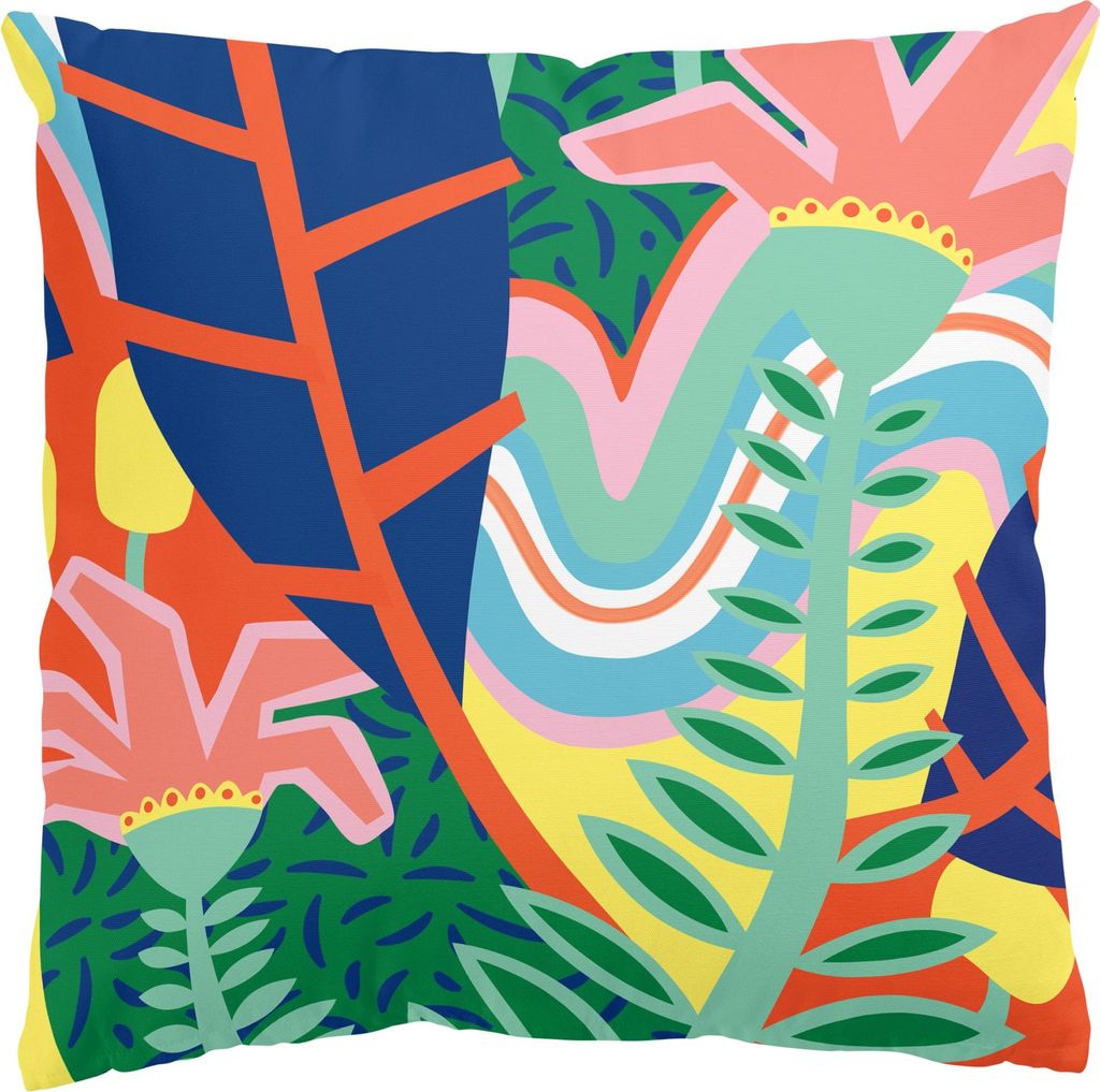 Dekokissen Blumen draußen / Outdoor Zierkissen waschbar Design bunt Pop Art Sofakissen ohne Füllung