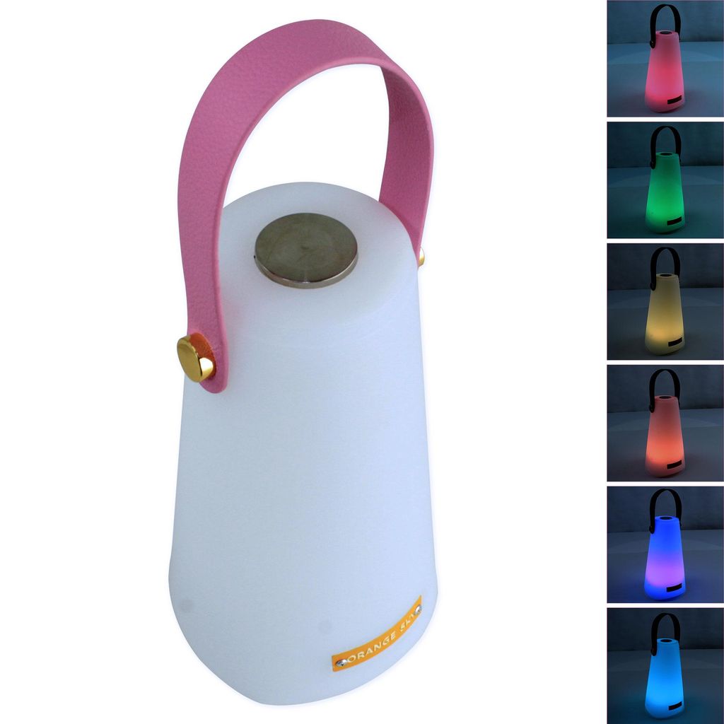 LED Tischlampe mit Fernbedienung, Akku & Farbwechsel, IP54, Outdoorlampe Camping, Terrasse, kabellos, tragbar, pink