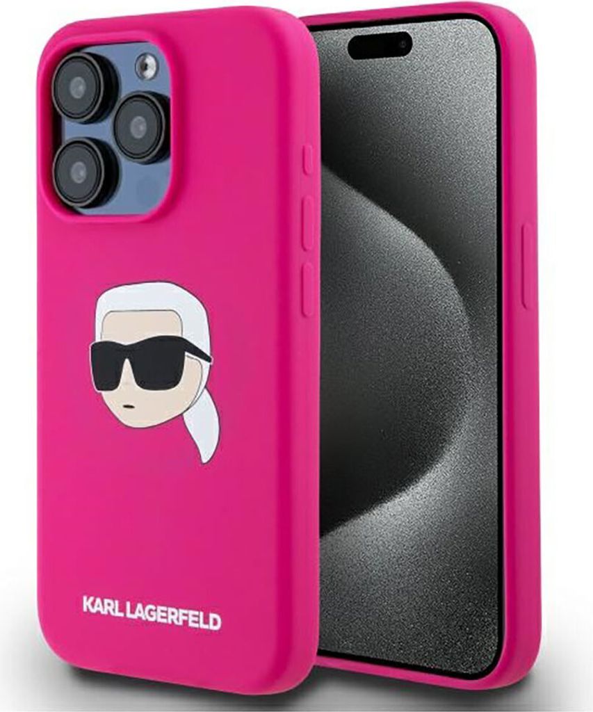 Karl Lagerfeld KLHMP15XSKHPPLF iPhone 15 Pro Max 6,7" Fuchsia/Fuchsia Hardcase Silikon Karl Head Print MagSafe Schutzhülle