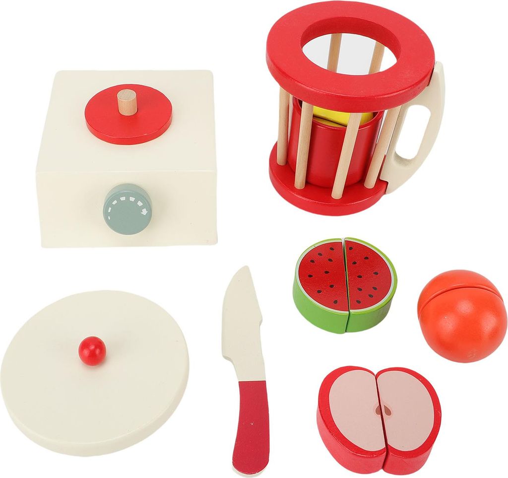Holz-Smoothie-Mixer-Spielzeug für Kinder, Essen, Spielküche, Zubehör-Set mit Becher, Obstschneider für Kleinkinder, Jungen und Mädchen