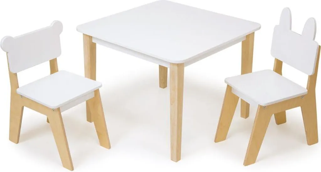 Mobilier Enfant Stable Mentari : Table et Chaises Bois Anti-Bascule