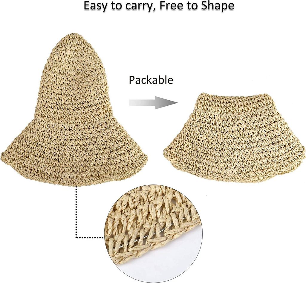 Stroh Sommerhut für Damen mit Groß Sonnen Shade schlaffer Produktbild 7