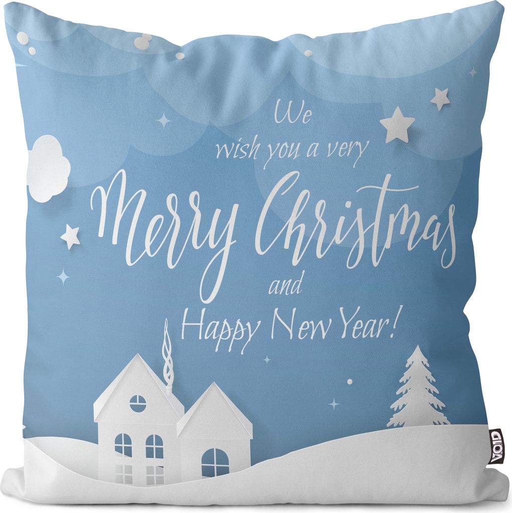 VOID Merry Christmas Schnee Kissenbezug Kissenhülle Sofakissen Kissen Deko Outdoor-Kissen Dekokissen
