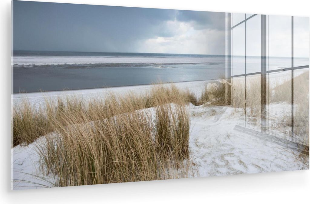 MuchoWow Glasbilder - Bilder auf Wandbild - Foto auf Glas Nordsee - Dünen - Wasser 120x60 cm Wanddekoration aus Glas - Acrylglasbild - Acrylbilder...