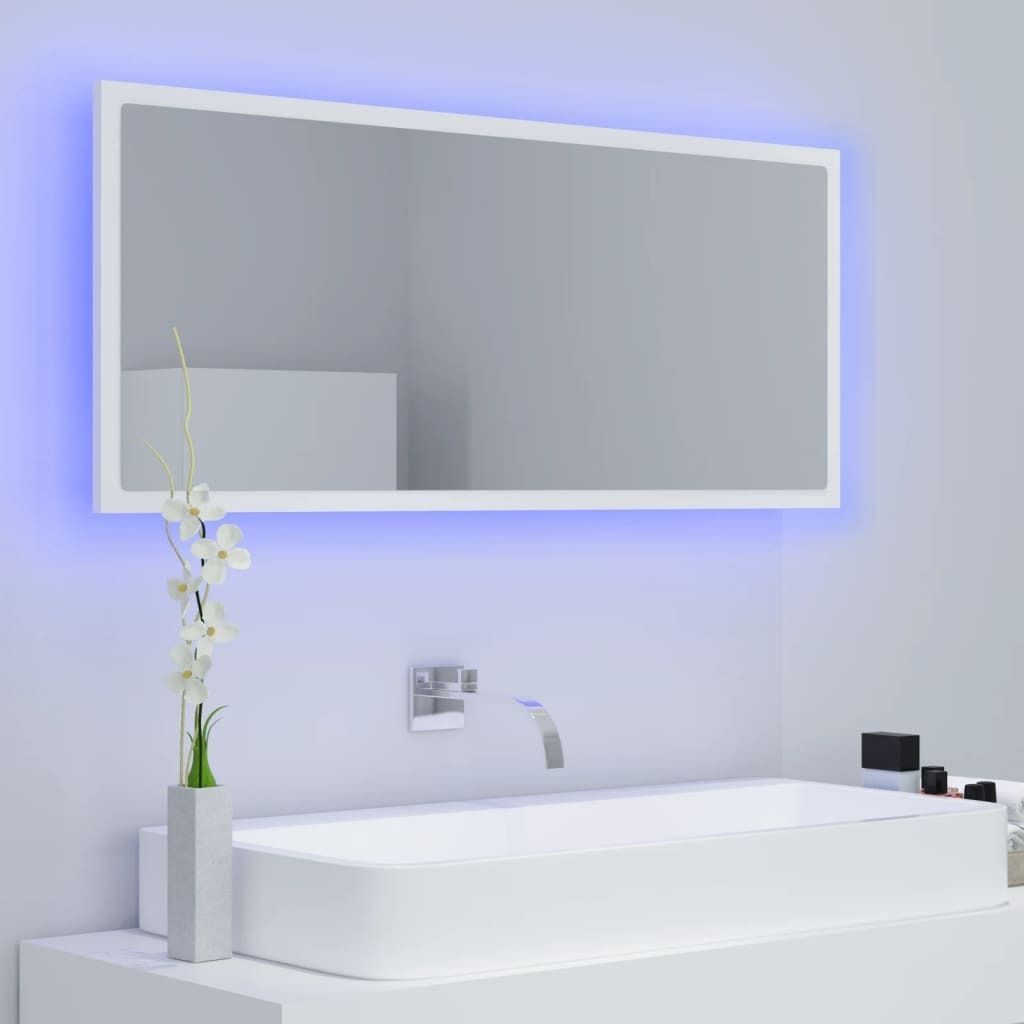 " "LED-Badspiegel Modernes Design - Hängeschrank für Bad Badezimmer - Wandspiegel Weiß 100x8,5x37 cm Acryl NeuMöbel 8760359
