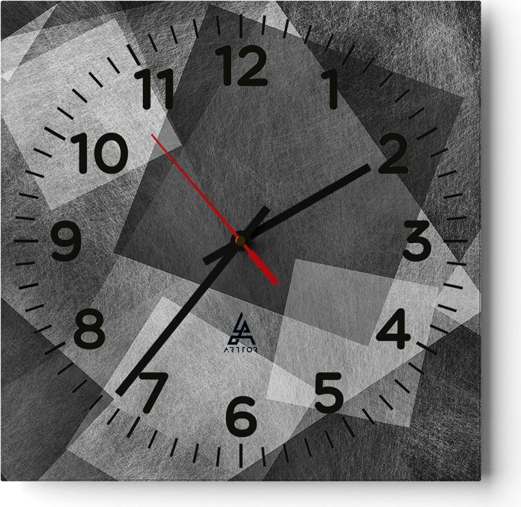 Wanduhr - Quadrat - Glasuhr - Abstraktion modern - 30x30cm - Schleichendes Uhrwerk - Lautlos - zum Aufhängen bereit - Dekoration Modern - Wanddeko...