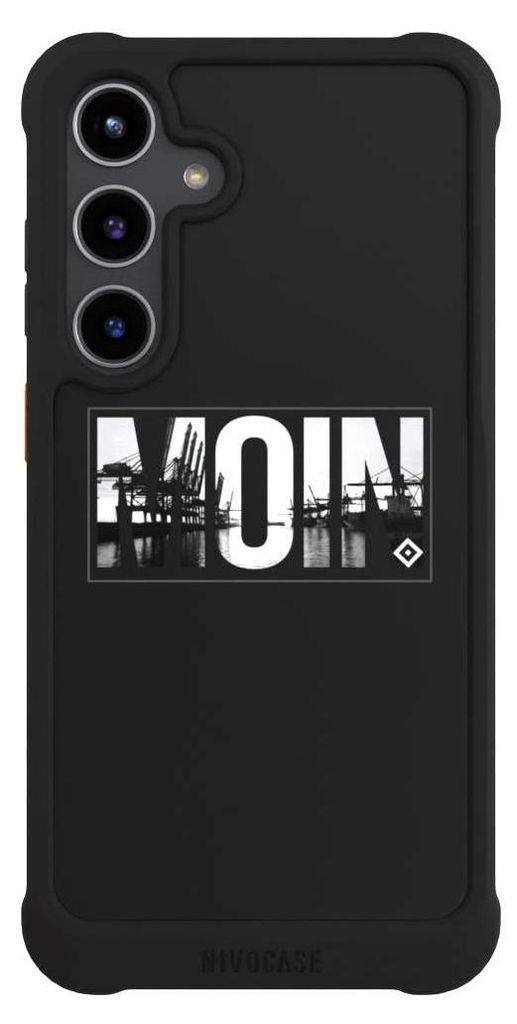 NIVOCASE Hülle für Samsung Galaxy S24+ Stoßfeste Handyhülle NIVOmax Case Schwarz HSV Hamburger SV Offizielles Lizenzprodukt