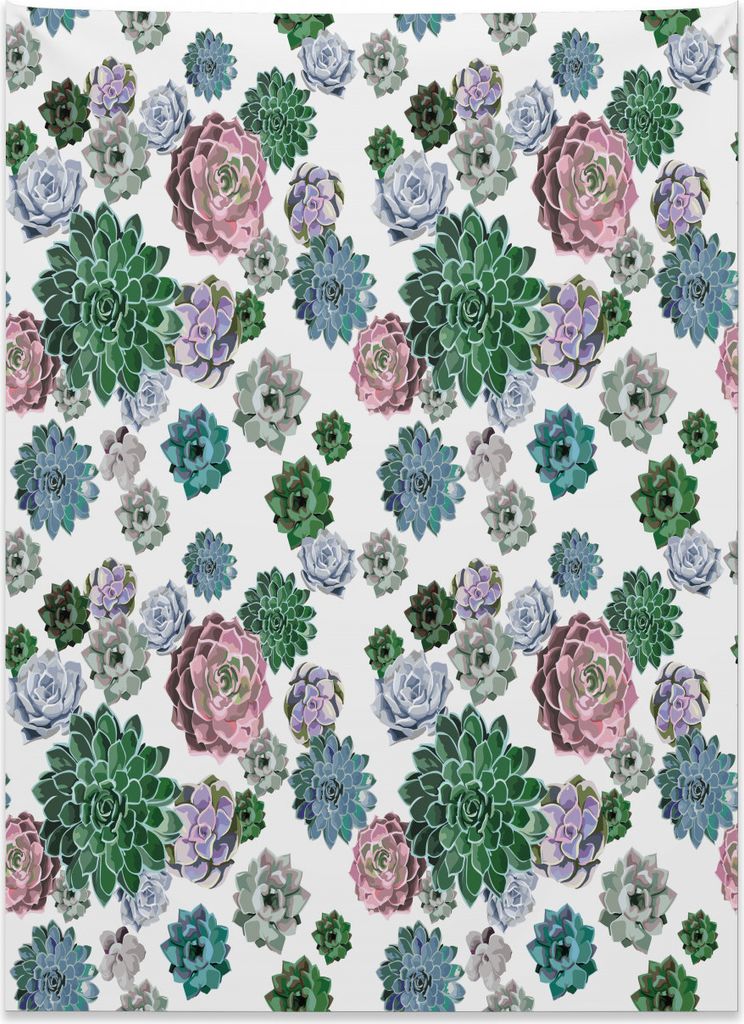 Abakuhaus Kaktus Wandteppich, Sukkulenten-Garten aus Weiches Mikrofaser Stoff Kein Verblassen Klare Farben Waschbar, 110 x 150 cm, Mehrfarbig