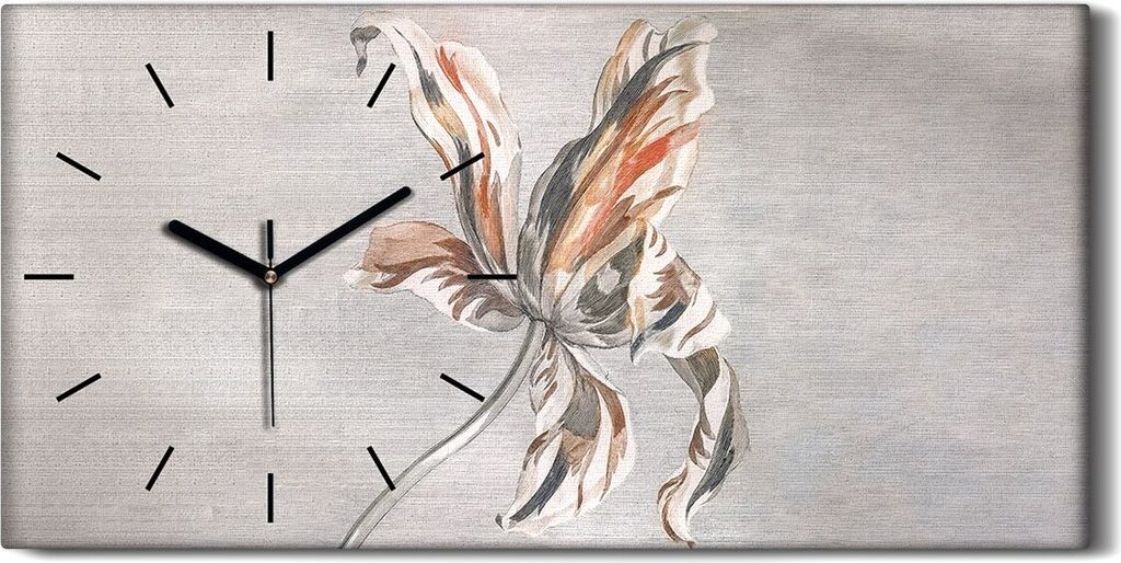 Wanduhr Bürouhr Leinwand Bild Geräuschlos 60x30 Gemälde Blumen Pflanzen Kunst - schwarze Hände