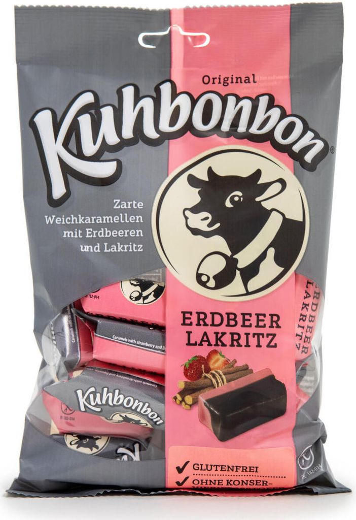 Kuhbonbon Erdbeer Lakritz einzeln verpackte Weichkaramellen Produktbild 