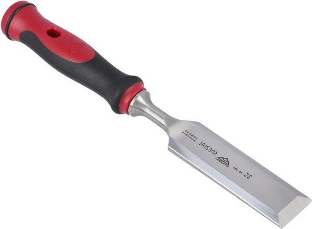 Gouge à bois 35 mm à manche antidérapant confortable, finition rouge-noir
