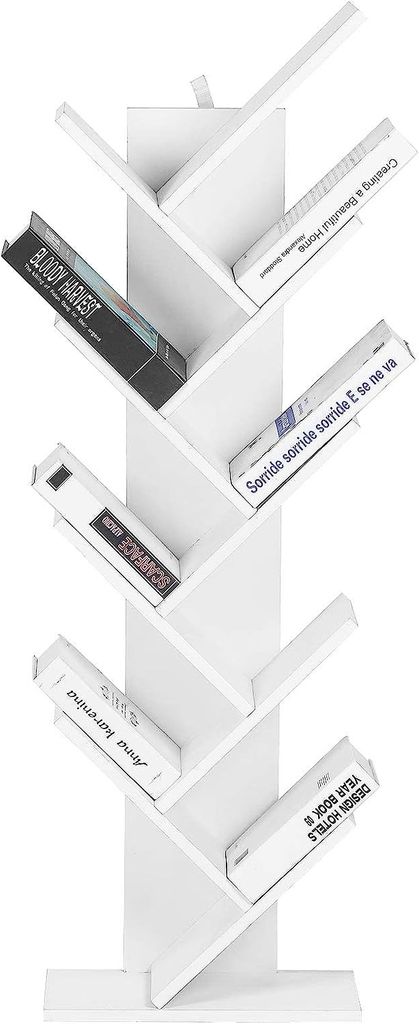 EUGAD Bücherregal Standregal Mit 9 Ebenen, Weiß, 40x127x20 Produktbild 5