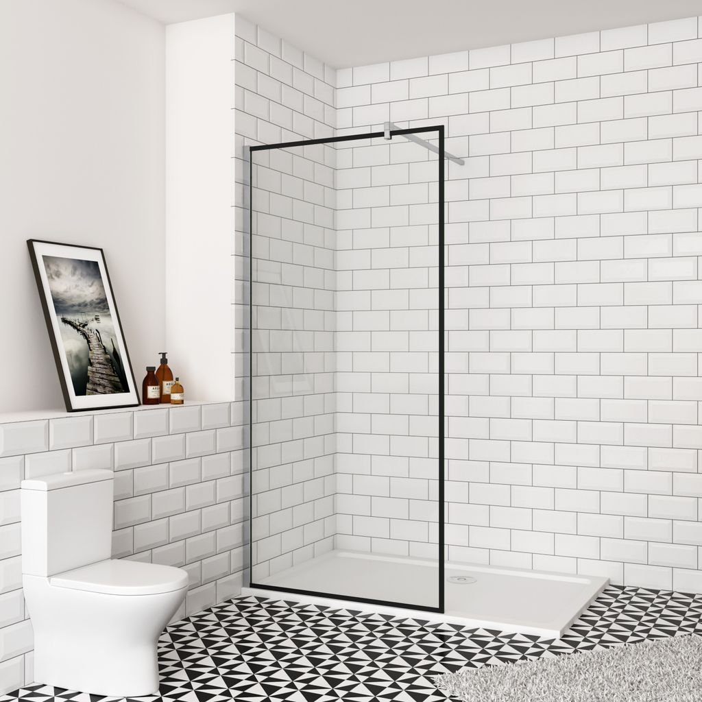 Duschabtrennung Walk In Dusche (880-900mm)90x200 cm Duschtrennwand 8mm Nano Glas Duschwand mit F:90cm Stabilisator