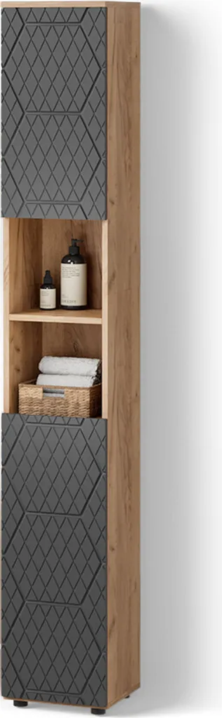 Livinity Mobiletto da bagno Ronco, 30 x 192 cm, Antracite con struttura a nido d'ape/Rovere