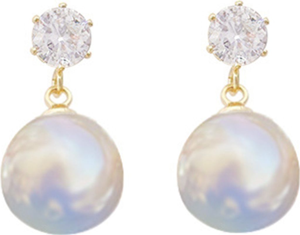 1 Paar Ohrringe „All Match Sparkling Copper Add Ambient Mermaid Faux Pearl Drop Ohrringe“ für Party-C