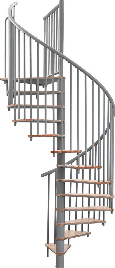 Minka Spindeltreppe Switch 36 - 295cm Geschosshöhe Buche Grau 140cm Durchmesser