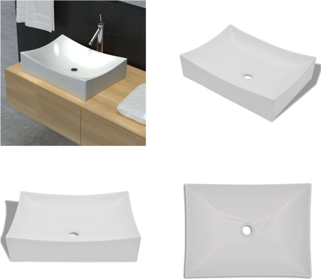 Keramik Porzellan Waschtisch Waschbecken Hochglanz Weiß - Waschtisch - Waschbecken - Keramikspülen - Hochglanz Porzellan Waschplatz