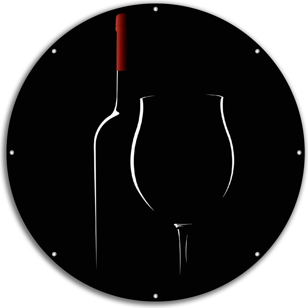 Wallario rundes Outdoor-Poster für Garten oder Balkon, Motiv Rotwein bei Nacht, 60 cm Durchmesser