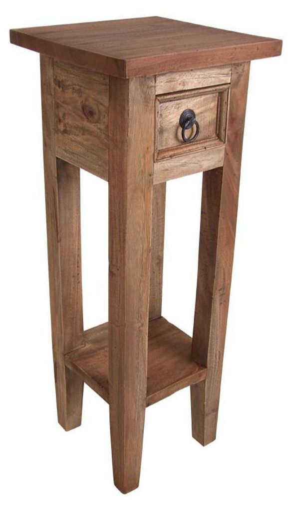 Mahagoni Beistelltisch mit Schublade 67 x 25 cm - natur - Produktbild 
