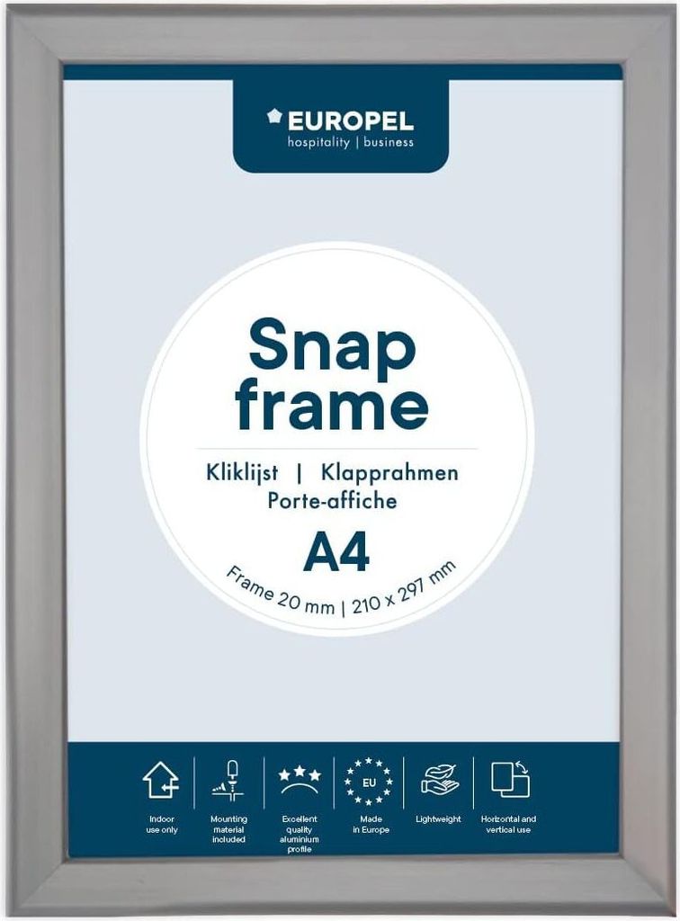 EUROPEL Plakatrahmen DIN A4 20 mm silber eloxiert