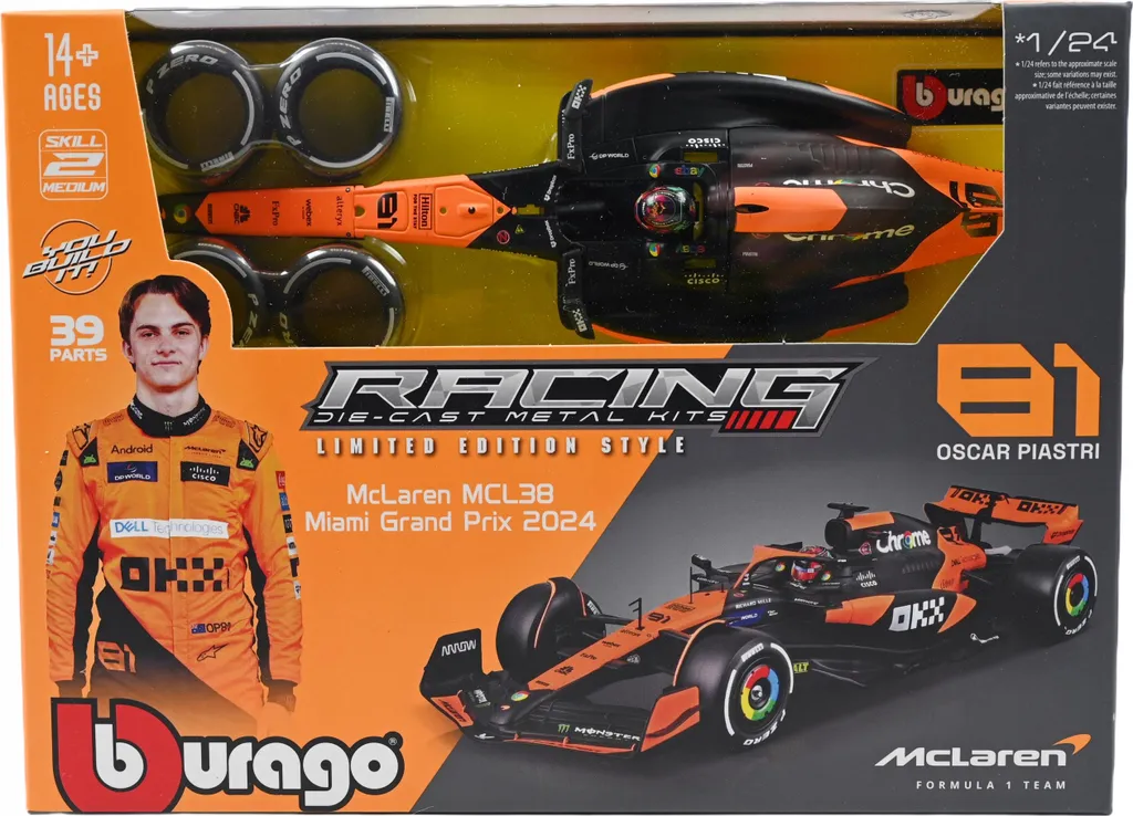 Bburago McLaren MCL38 F1 Piastri 81 - Maquette à Monter 1:24 18-28512