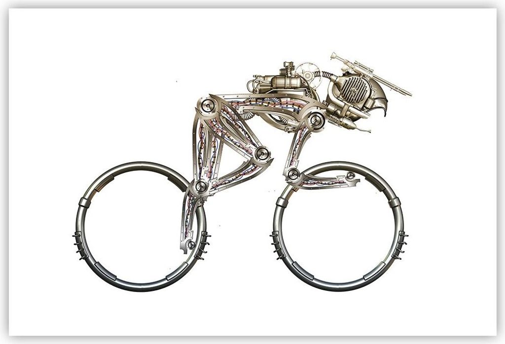 Poster - Poster ohne Rahmen - Fahrrad Roboter Modern - 91,5x61 cm - Wand Bild - Wanddeko - Wandbilder - Kunstposter - Wandposter - Bilder - Kunstdr...