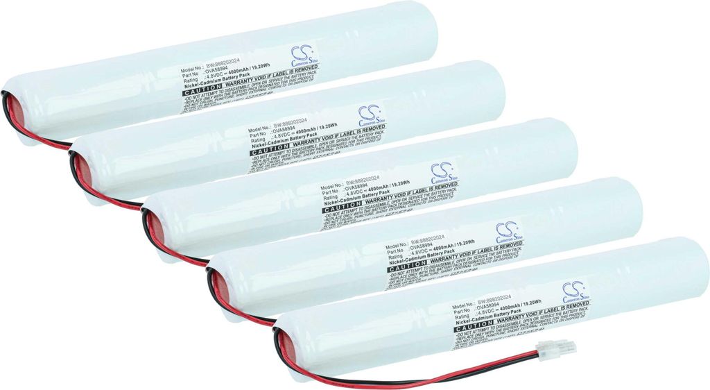 vhbw 5x Akku Ersatz für Schneider OVA58994 für Fluchtweg, Notfallbeleuchtung (4000 mAh, 4,8 V, NiCd)