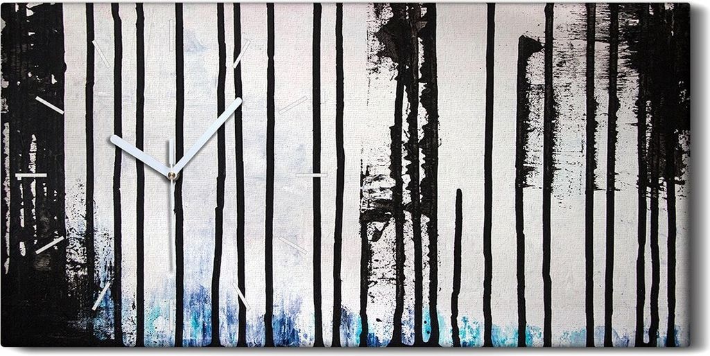 Wandbild Leinwand Bilder Wanduhr Geräuschlos 60x30 abstrakte Linien Kunst - weiße Hände