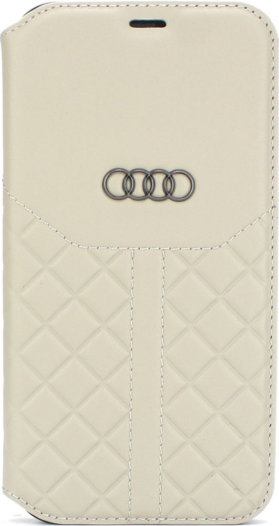 Audi Apple iPhone 12 / 12 Pro Beige Book type case Q8 Serie - Genuine Leather