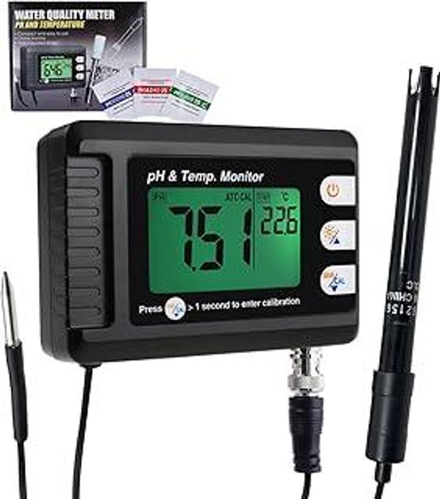 PH Messgerät 2 in 1 Temperatur Tester Monitor Wasserqualität 0-14 PH, Digitaler Wert Messgerät Mit LCD für Pool, Spa, Labor, Schwimmbäder, Aqu...