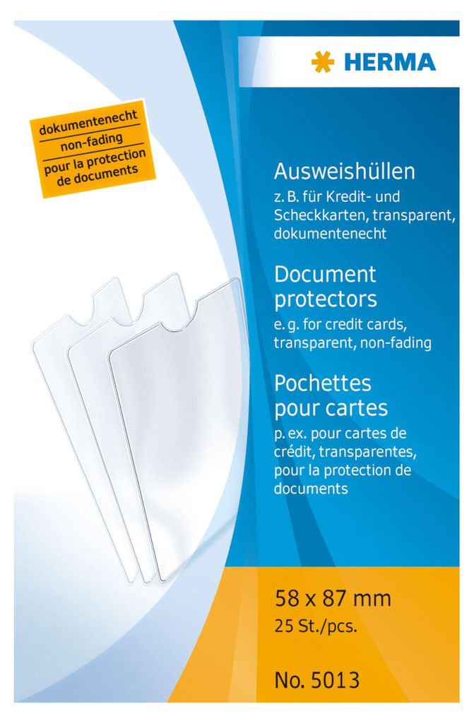 1x25 Herma Ausweishüllen   58x87 5013 Produktbild 