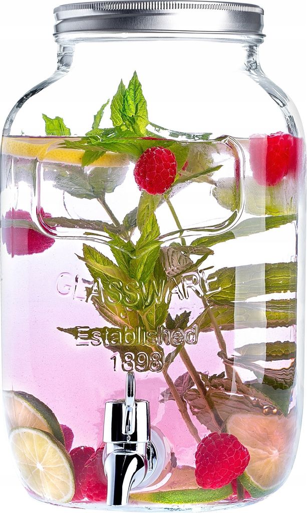 KADAX Getränkespender aus Glas "Camino", Wasserspender mit Zapfhahn und Deckel, Glaskanne, Schanksäulen, 4L