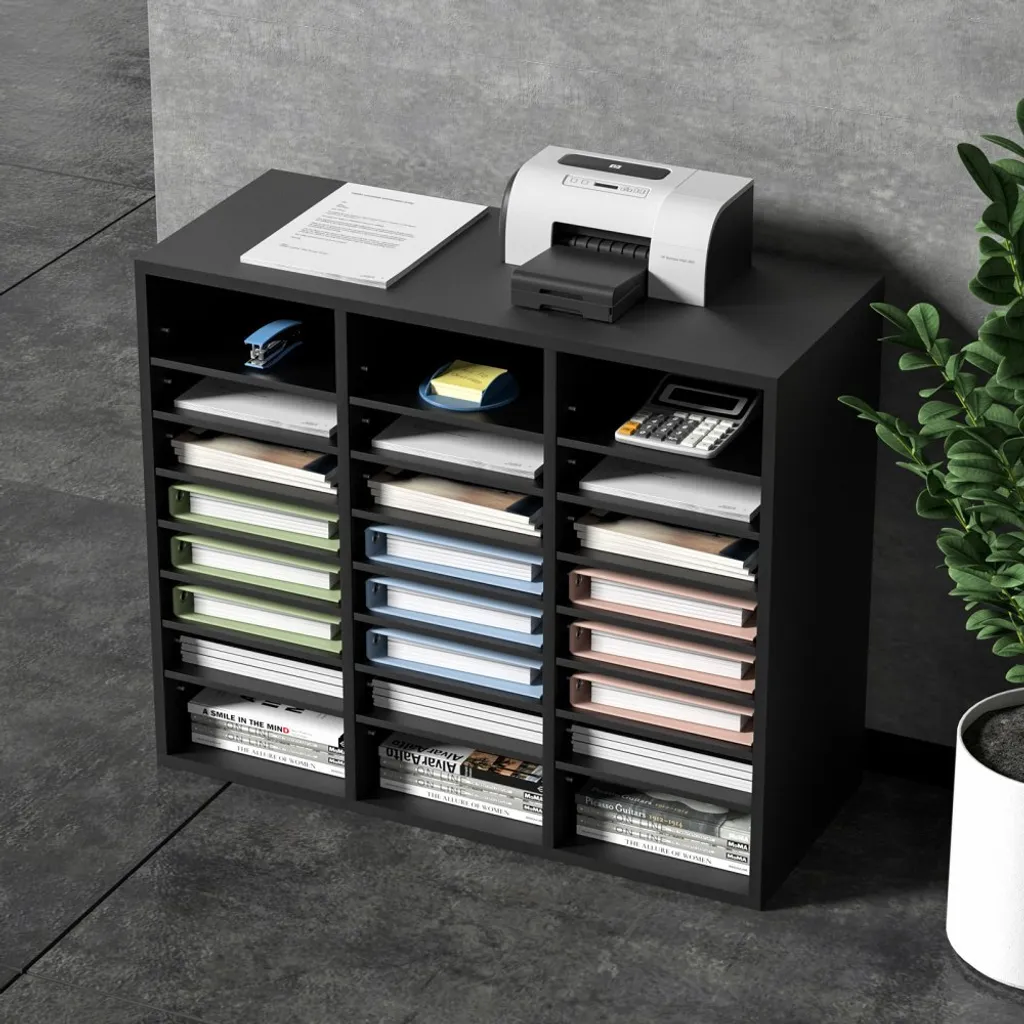 Trieur de documents A4 empilable - Meuble de rangement noir 24 cases - 8