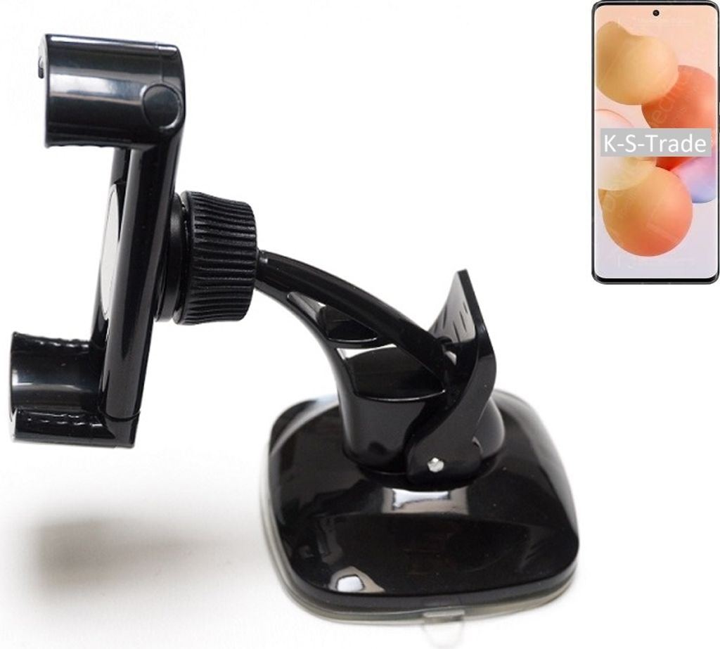 K-S-Trade kompakte Handy-Halterung Windschutzscheibe kompatibel mit Xiaomi Civi Armaturenbrett schwarz Autohalterung KFZ Halter Scheiben-Halterung