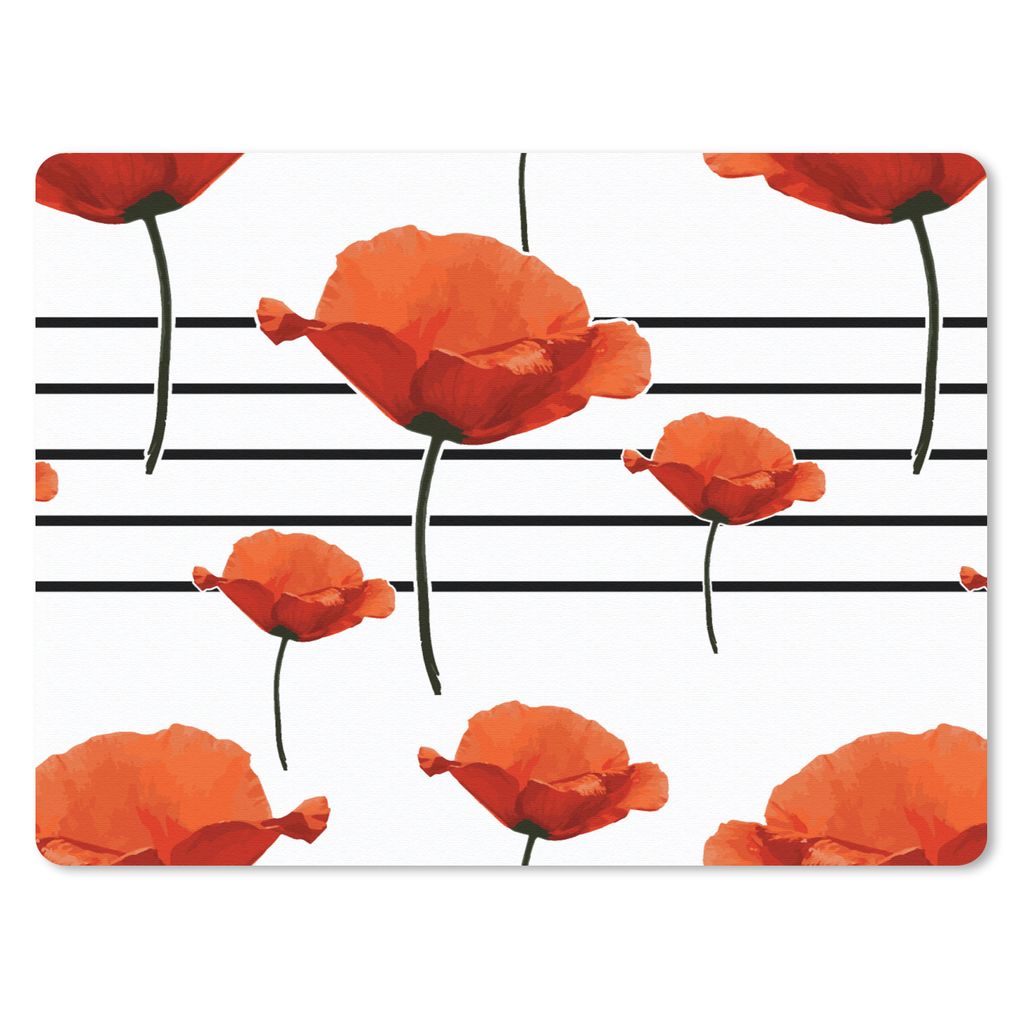 MuchoWow Mauspad Mousepad Musik - Mohn 23x19 cm - Mousepads - Maus Mat - Pad - Mausunterlage - Schreibtischunterlage - Mauspad