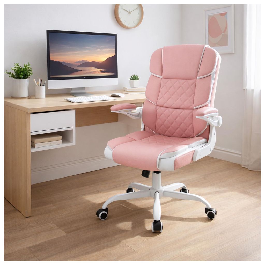 Schreibtischstuhl drehbar mit Wippfunktion Kunstleder Rosa