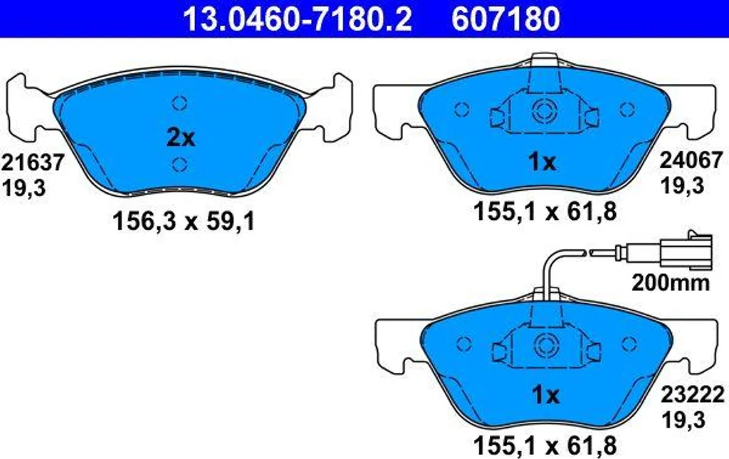 Plaquettes de Frein à Disque ATE 13.0460-7180.2 pour Alfa Romeo 156