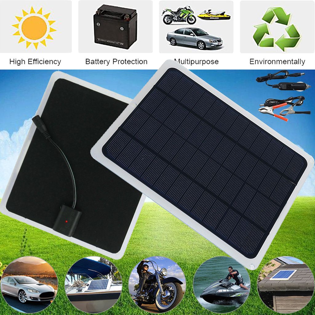Solarmodul 12V 20W Solarpanel Solarzelle USB Batterie Ladegerät für Auto Boot DE 