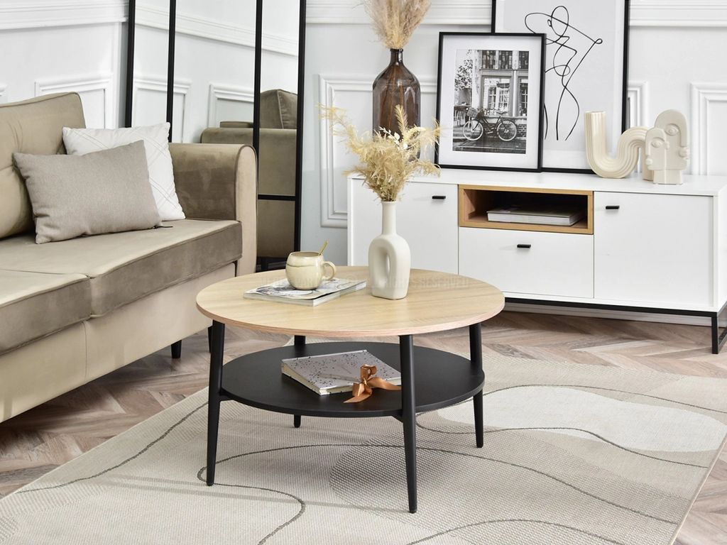 Tavolino rotondo TODOR - rovere sonoma / nero Immagine del prodotto 