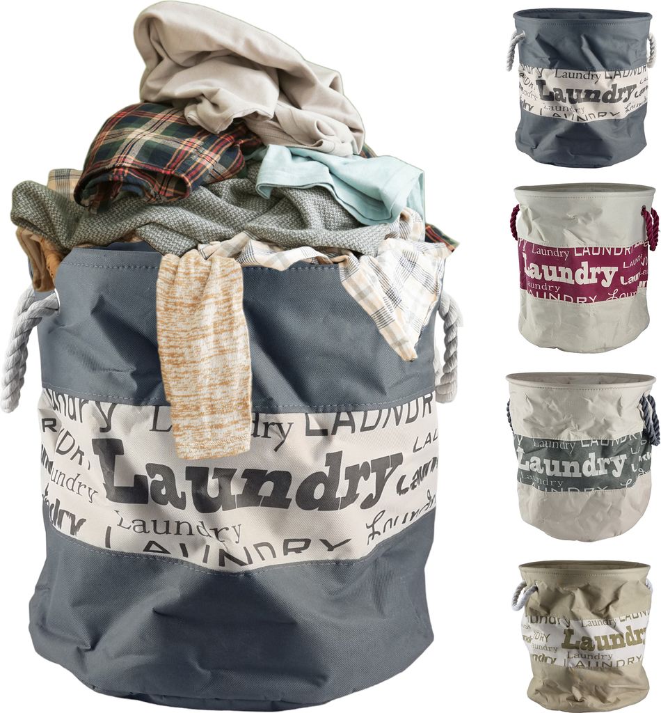 Wäschekorb 40L Wäschesack Wäschesammler Wäschetruhe Wäschebox Grau / Beige