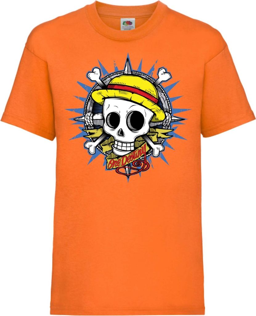 Kinder T-Shirt One Manga Piece Anime 08 Skull Pirate, 3-4 Jahr - 104 / Orange