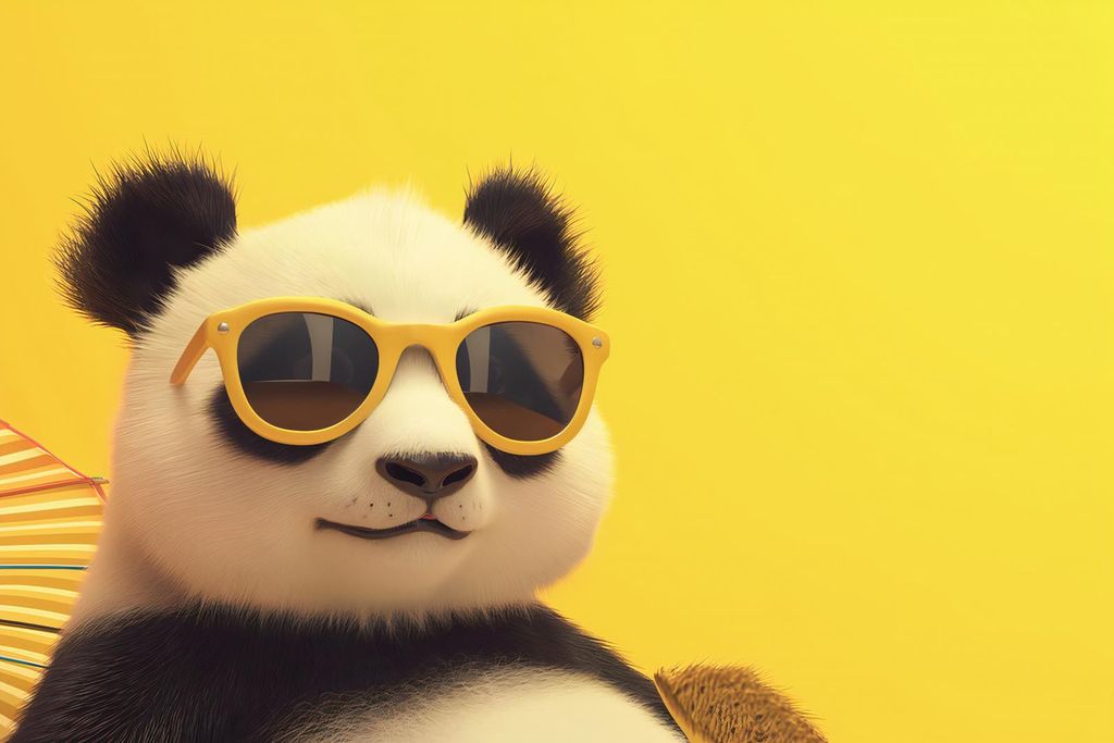 Plakat 45x30cm Panda im Urlaubsstimmung